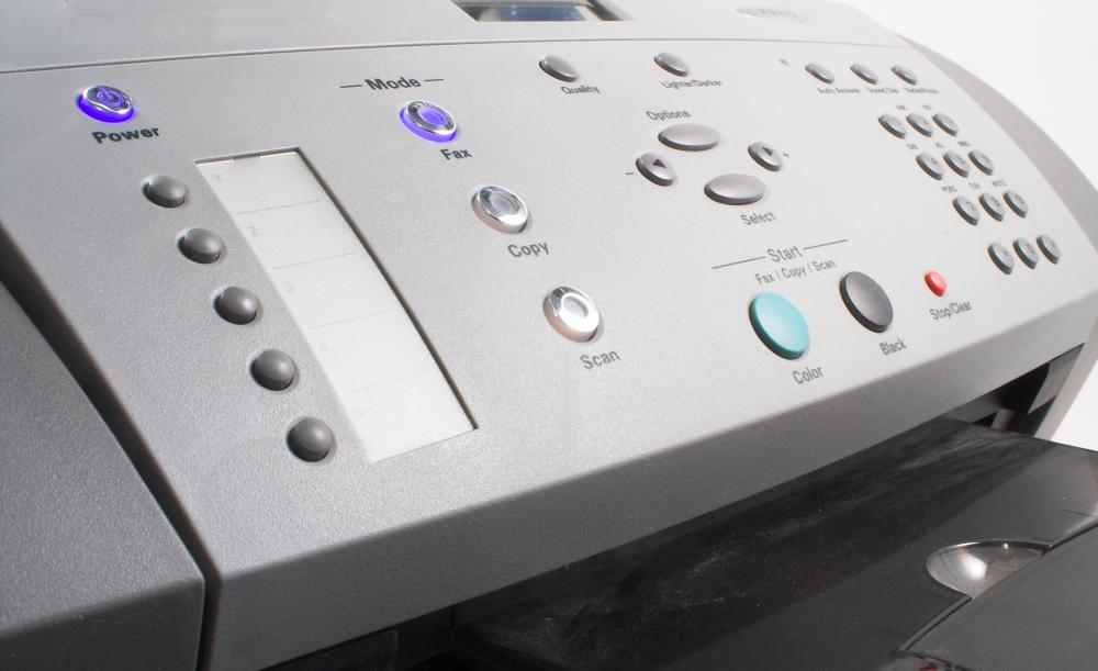 Fax machines are often found in a front office.
