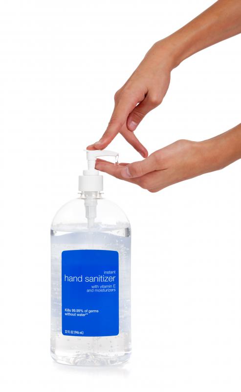 Hand sanitizer is typically found in the workplace to help stop the spread of germs.