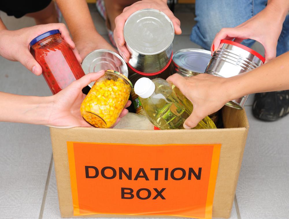 People donating food to those in poverty.