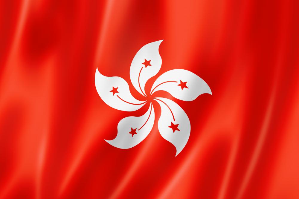 The flag of Hong Kong. The term "newly industrialized countries" originally applied to Hong Kong and three other Asian locations.