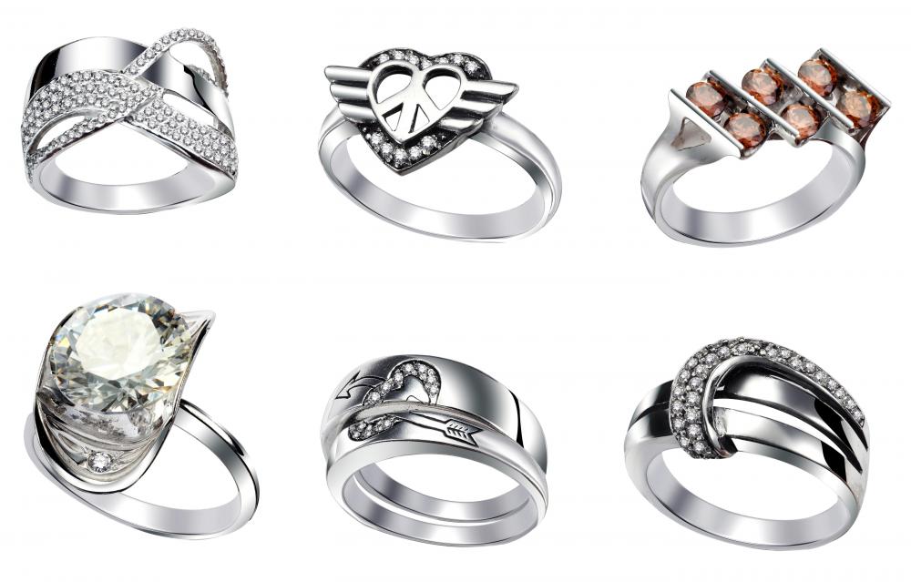 White gold rings.