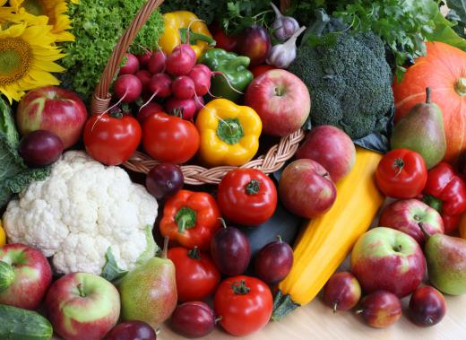 Vegetables and fruits might be sold at a flea market.
