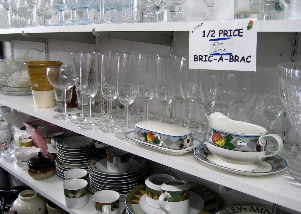 Dishes can be donated for the purpose of being sold in consignment shops.