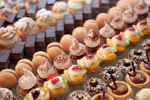 Desserts on display at a buffet.